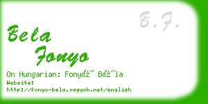 bela fonyo business card